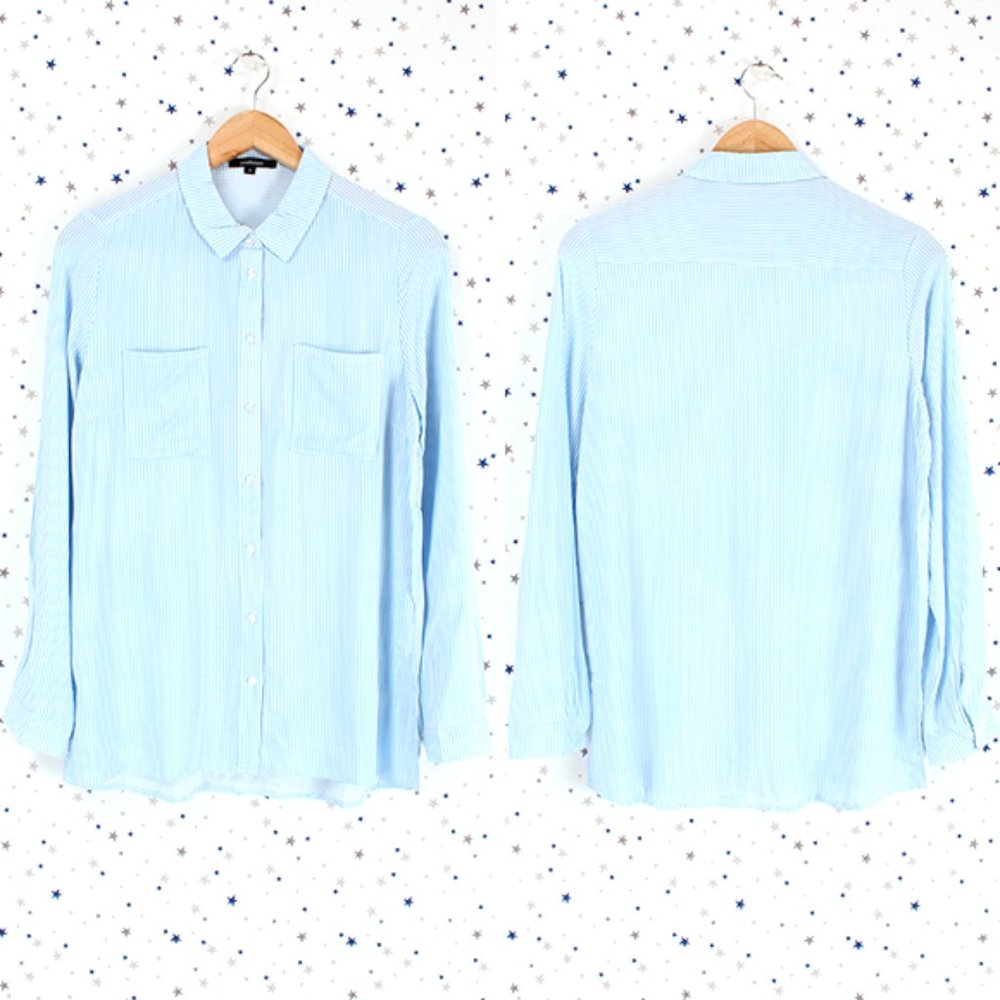 Light Blue White Stripe Boyfriend Dress Shirt